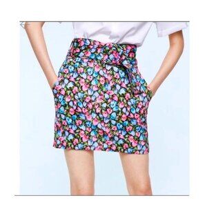 Zara Women's Floral Mini Skirt with Wide Belt Size Small